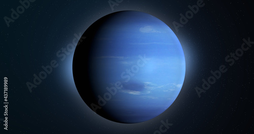 Neptune planet rotating in its own orbit in the outer space photo