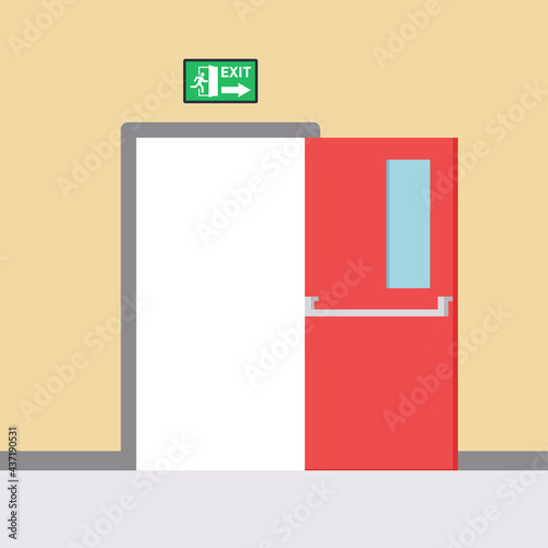 Exit door vector. free space for text. wallpaper. background. fire door vector.