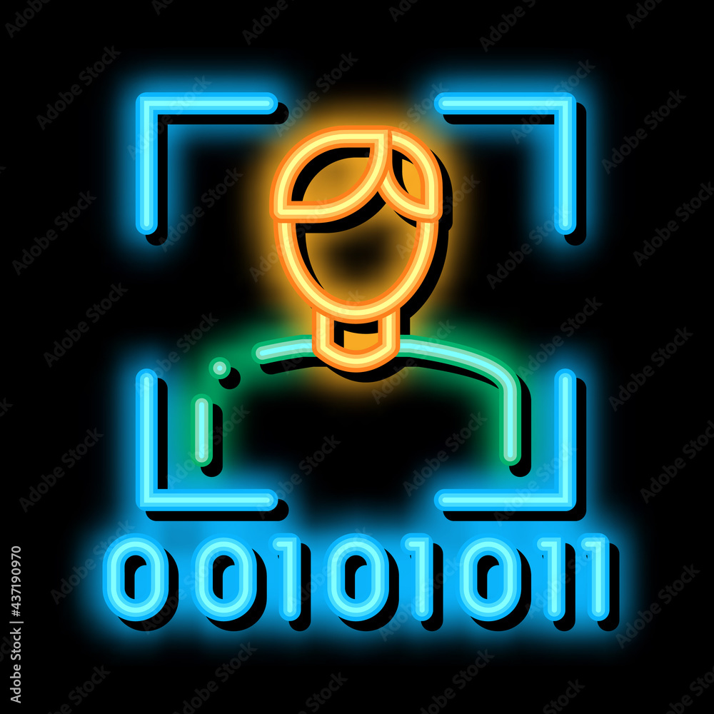 Human Binary Code neon light sign vector. Glowing bright icon Human ...