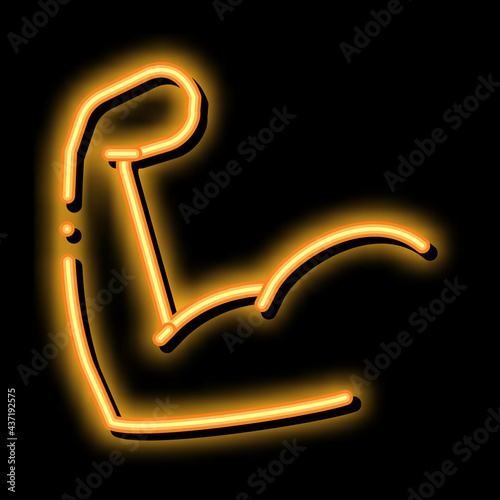 Human Strong Muscle neon light sign vector. Glowing bright icon Human Strong Muscle sign. transparent symbol illustration