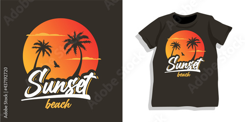 Sunset beach tshirt design