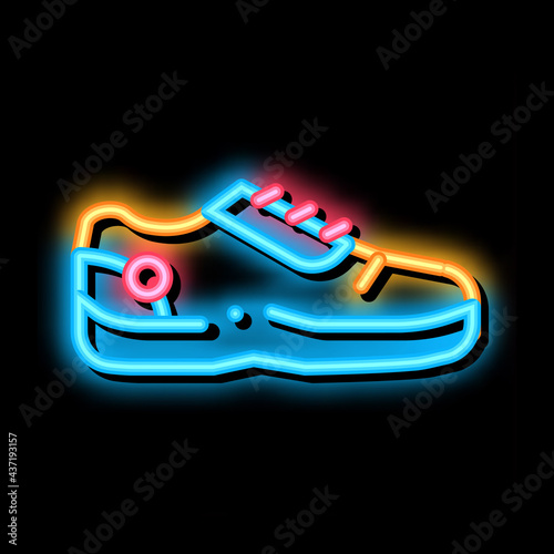 Special Sports Shoes neon light sign vector. Glowing bright icon Special Sports Shoes sign. transparent symbol illustration