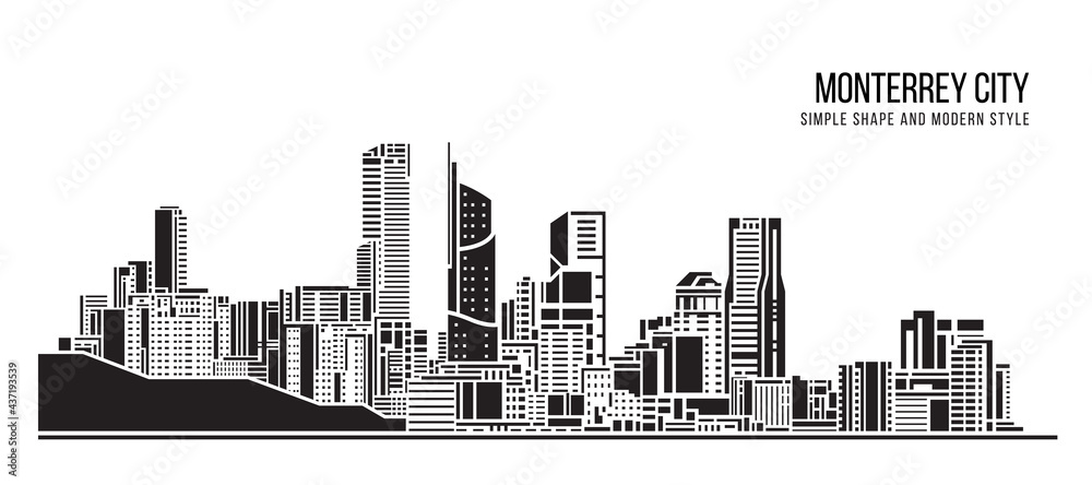 Cityscape Building Abstract Simple shape and modern style art Vector design - Monterrey city