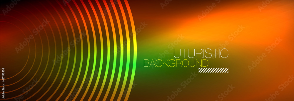 Dark abstract background with glowing neon circles. Trendy layout template for business or technology presentation, internet poster or web brochure cover, wallpaper Dark abstract background with glowing neon circles. Trendy layout template for business or technology presentation, internet poster or web brochure cover, wallpaper