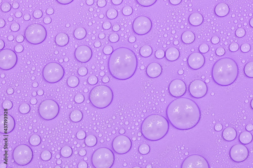 Water drops on purple background texture. Backdrop glass covered with drops of water. violet bubbles in water Water drops on purple background texture. Backdrop glass covered with drops of water. violet bubbles in water