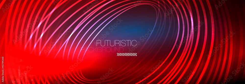 Dark abstract background with glowing neon circles. Trendy layout template for business or technology presentation, internet poster or web brochure cover, wallpaper Dark abstract background with glowing neon circles. Trendy layout template for business or technology presentation, internet poster or web brochure cover, wallpaper