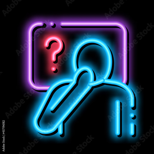 Man Question Mark Frame neon light sign vector. Glowing bright icon Man Question Mark Frame sign. transparent symbol illustration