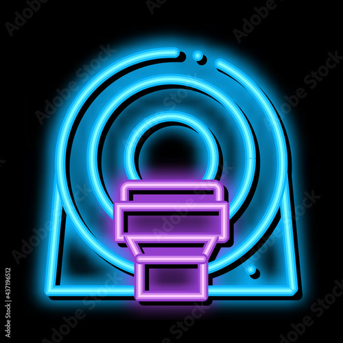 Mri Diagnosis Apparatus neon light sign vector. Glowing bright icon Mri Diagnosis Apparatus sign. transparent symbol illustration