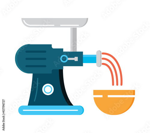 Meat grinder flat icon vector. Kitchen small appliances sign.