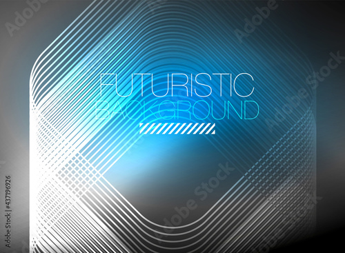 Wallpaper Mural Neon color square shape lines abstract background. Shiny magic energy and motion concept, vector abstract wallpaper background Torontodigital.ca
