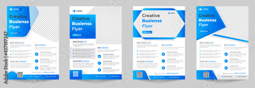 Corporate business flyer template design  set with blue color. marketing, business proposal, promotion, advertise, publication, cover page. digital marketing agency flyer design. new  flyer set.