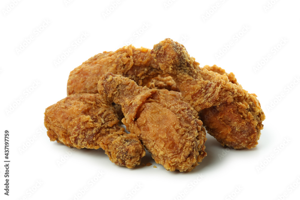 Tasty fried chicken isolated on white background Tasty fried chicken isolated on white background