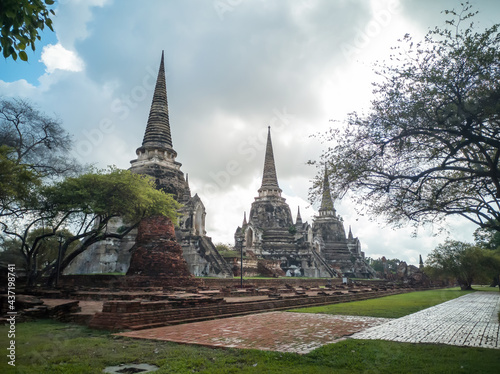 Ancient pagoda at Wat Phra Si Sanphet ,Thai Buddhist ancient temple in Phra Nakhon Si Ayutthaya Province, central Thailand