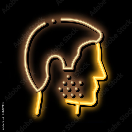 Human Facial Bristle neon light sign vector. Glowing bright icon Human Facial Bristle sign. transparent symbol illustration