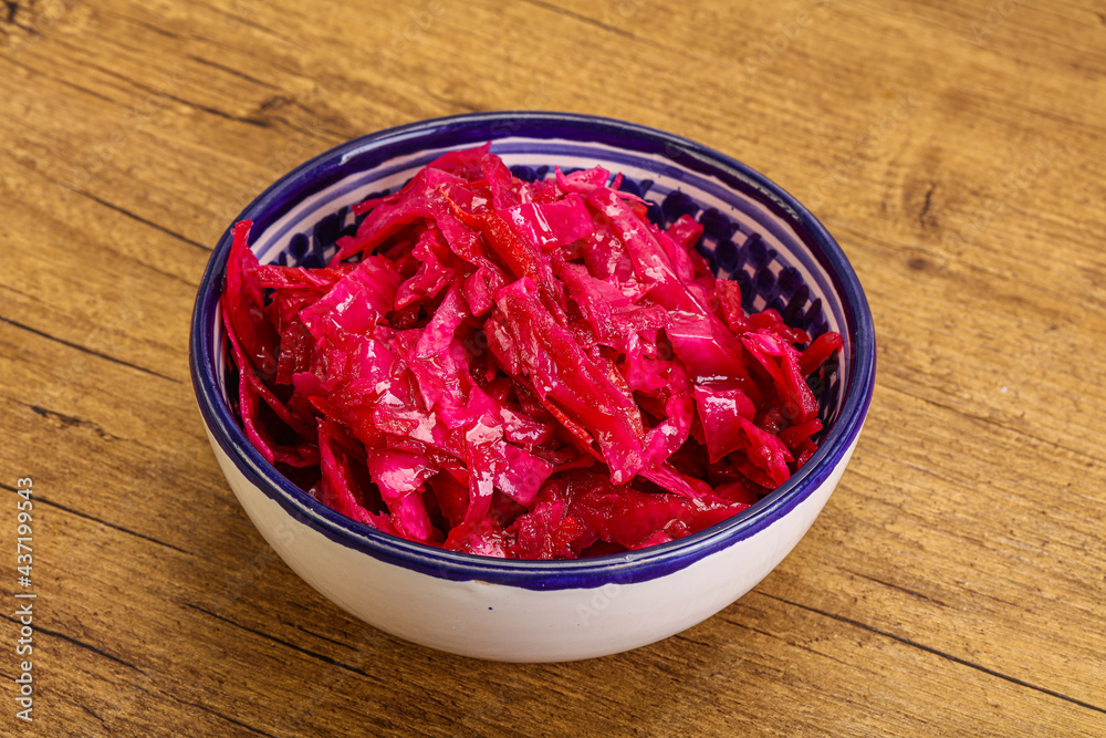 Marinated red cabbage in the bowl Marinated red cabbage in the bowl
