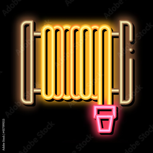 Firehose Hose Reel neon light sign vector. Glowing bright icon Firehose Hose Reel sign. transparent symbol illustration