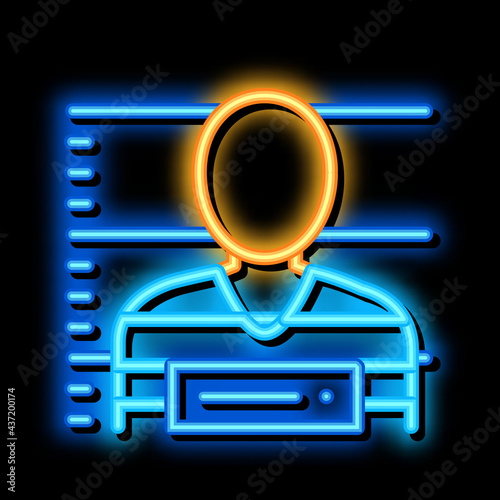 Criminal Bandit Photo neon light sign vector. Glowing bright icon Criminal Bandit Photo sign. transparent symbol illustration