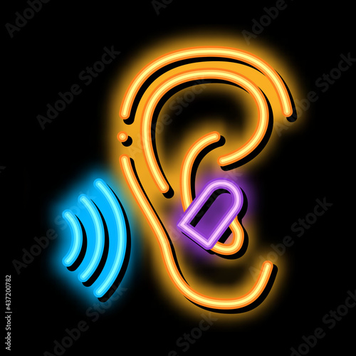 Ear Plug For Sleeping neon light sign vector. Glowing bright icon Ear Plug For Sleeping sign. transparent symbol illustration