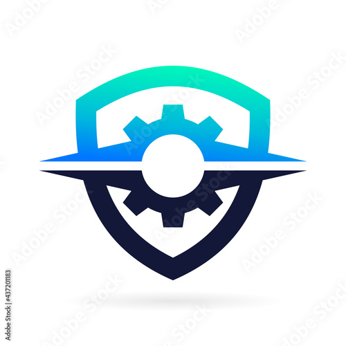 gear logo with shield symbol