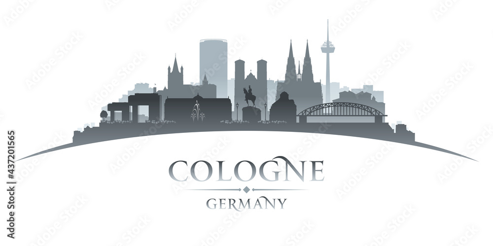 Cologne Germany city silhouette white background