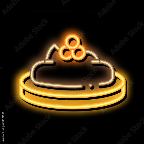 Caviar On Cracker neon light sign vector. Glowing bright icon Caviar On Cracker sign. transparent symbol illustration