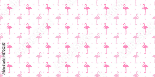 Seamless dotted background with flamingos. Print for polygraphy, shirts and textiles. Abstract texture. Greeting cards