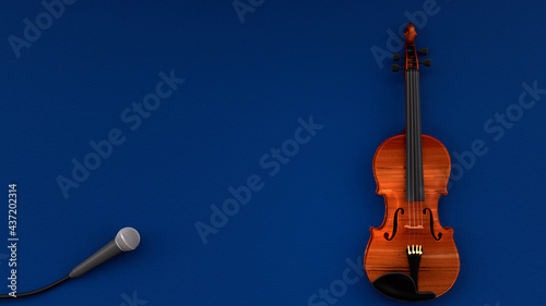 Photography 3d render musical instruments in the background