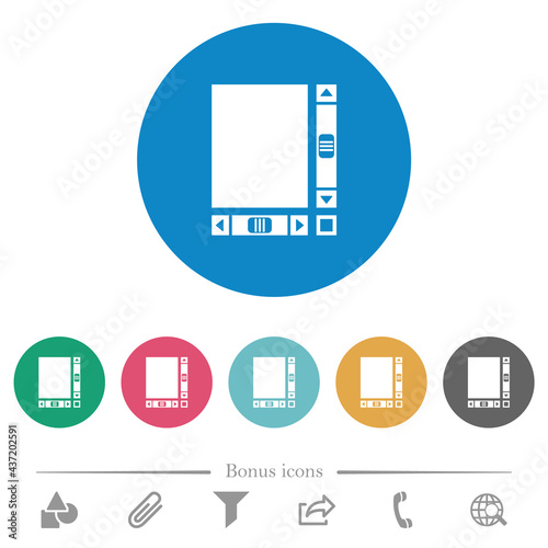 Blank document with scroll bars flat round icons