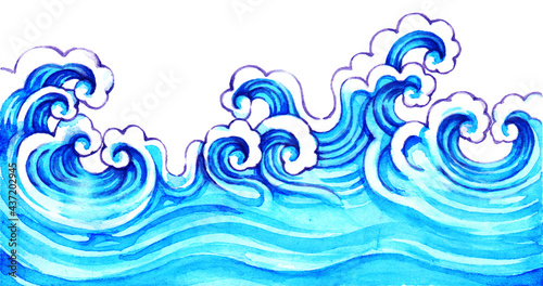 波模様の水彩画