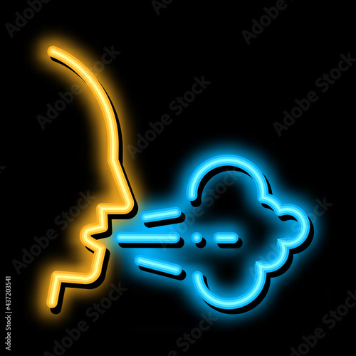 Human Coughing neon light sign vector. Glowing bright icon Human Coughing sign. transparent symbol illustration