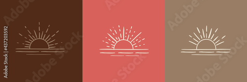Sun rays images. Hand drawn style. Vector illustration. 