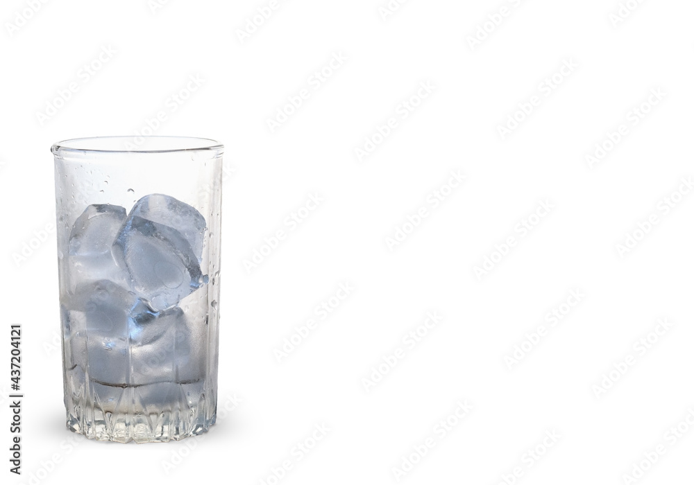 A glass of ice on a white background. A glass of ice on a white background.