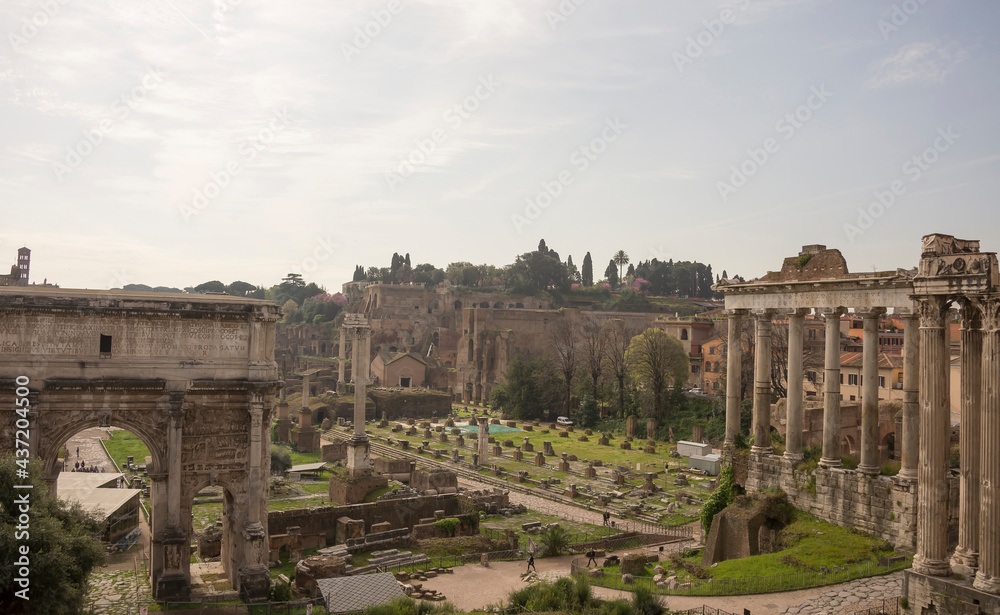  Tourists visiting the Roman Forum