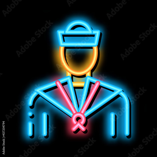 Sailor Silhouette neon light sign vector. Glowing bright icon Sailor Silhouette sign. transparent symbol illustration