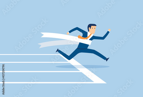 Businessman celebrating success on a sports race