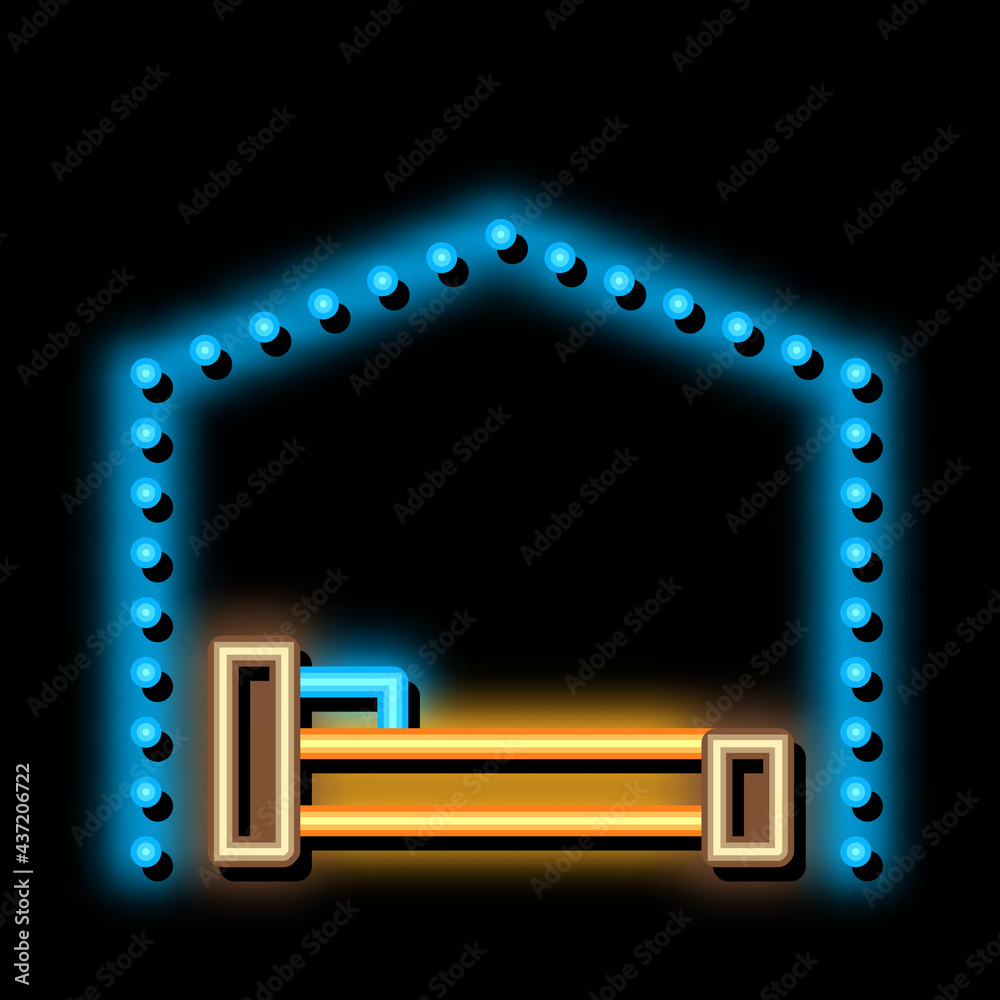 Fototapeta premium Bed Canopy Awning neon light sign vector. Glowing bright icon Bed Canopy Awning sign. transparent symbol illustration