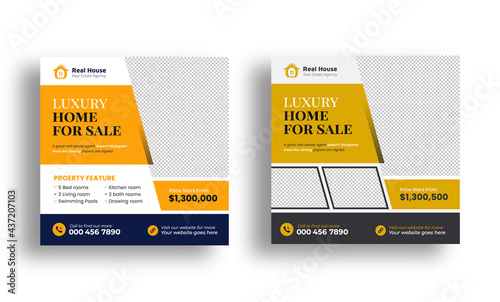 Real estate home sale social media Post and web banner template