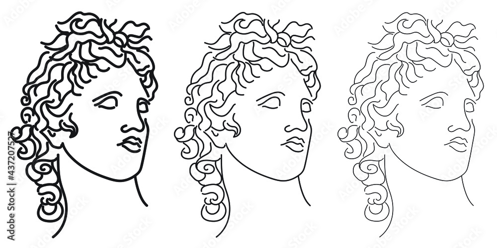 Apollo. Vector black and white line drawing. Isolated illustration of greek god Apollon foe angraving. Print design. Apollo. Vector black and white line drawing. Isolated illustration of greek god Apollon foe angraving. Print design.