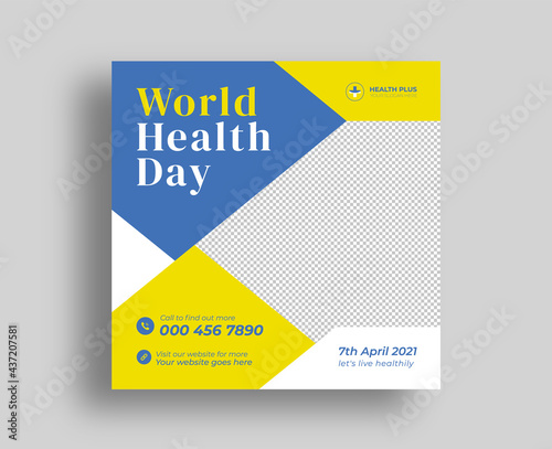 World health day social media post and web banner template