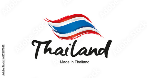 Made in Thailand handwritten flag ribbon typography lettering logo label banner
