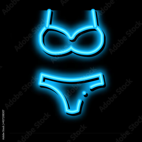 Swimming Suit neon light sign vector. Glowing bright icon Swimming Suit sign. transparent symbol illustration