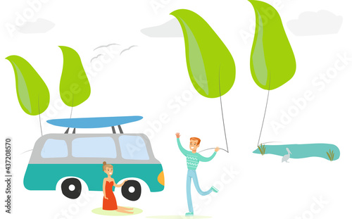 Camping Paar freut sich