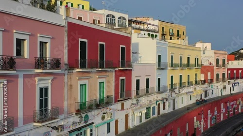 Ponza Island, Italy. Aerial view of the characteristic port.
Flying with the drone on the coast of the island of Ponza.