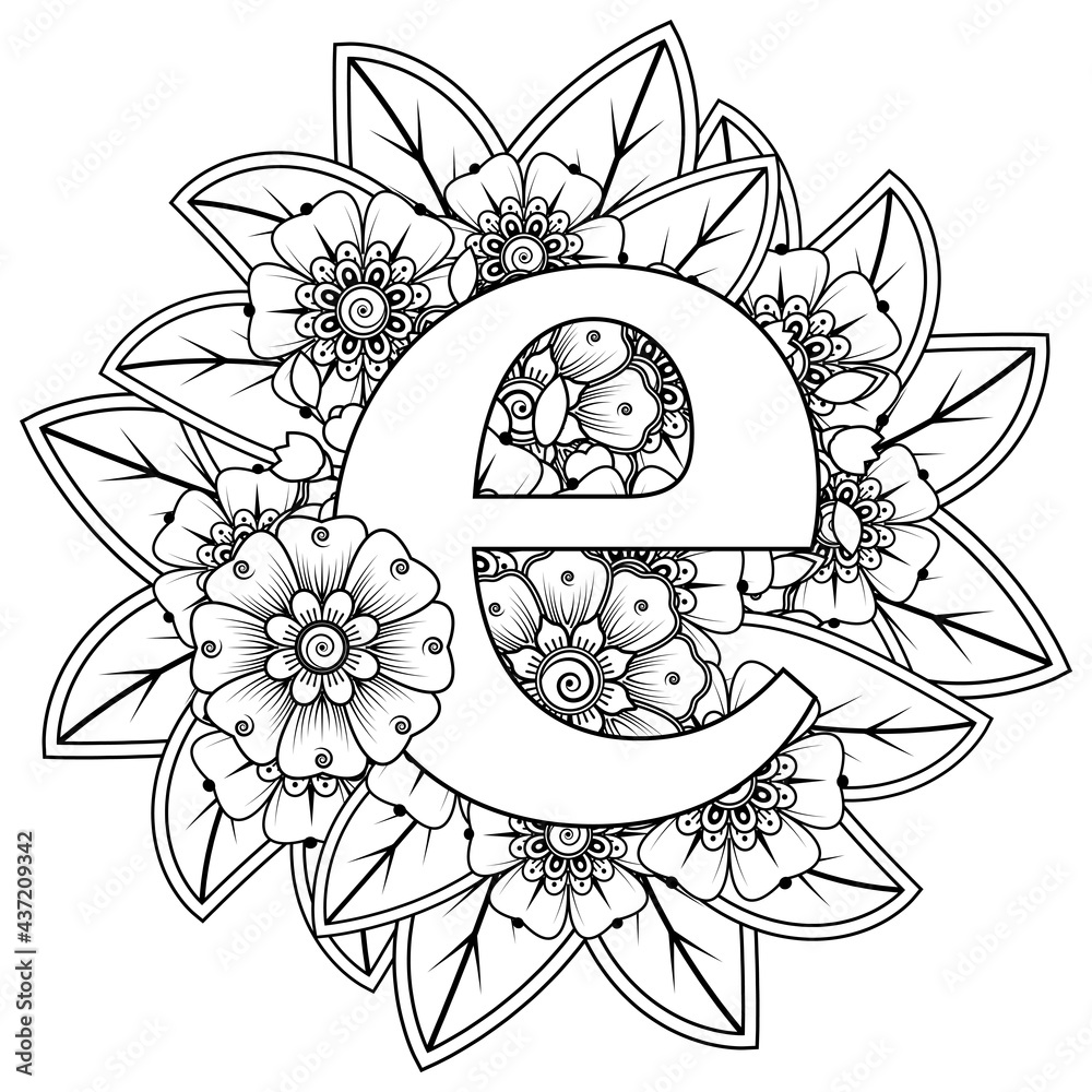 Mehndi flower for henna, mehndi, tattoo, decoration. decorative ornament in ethnic oriental style. doodle ornament. outline hand draw illustration. coloring book page. Mehndi flower for henna, mehndi, tattoo, decoration. decorative ornament in ethnic oriental style. doodle ornament. outline hand draw illustration. coloring book page.