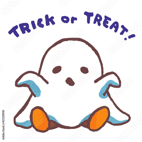 ハロウィンでおばけに仮装する子供のベクターイラスト