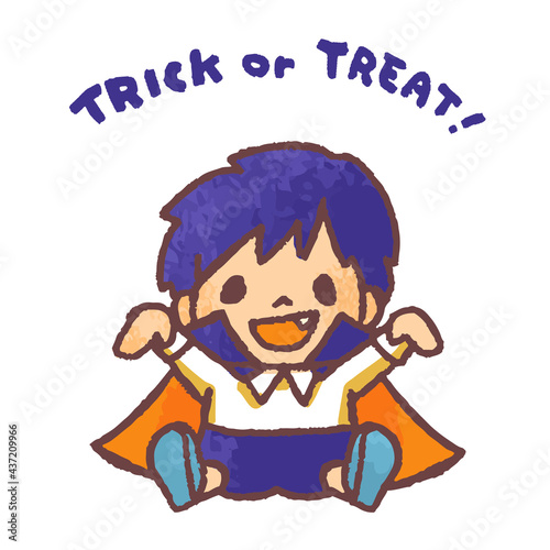 ハロウィンで吸血鬼に仮装する子供のベクターイラスト