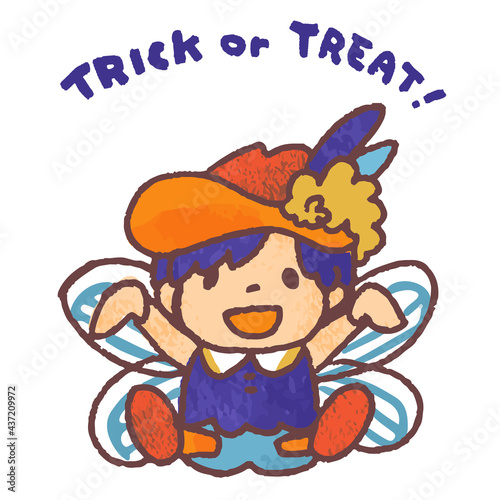 ハロウィンで妖精に仮装する子供のベクターイラスト