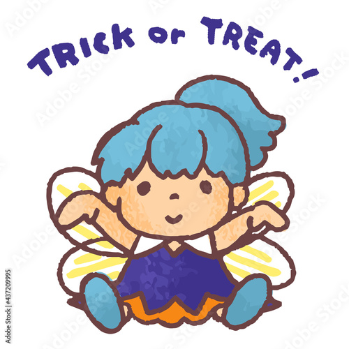 ハロウィンで妖精に仮装する子供のベクターイラスト