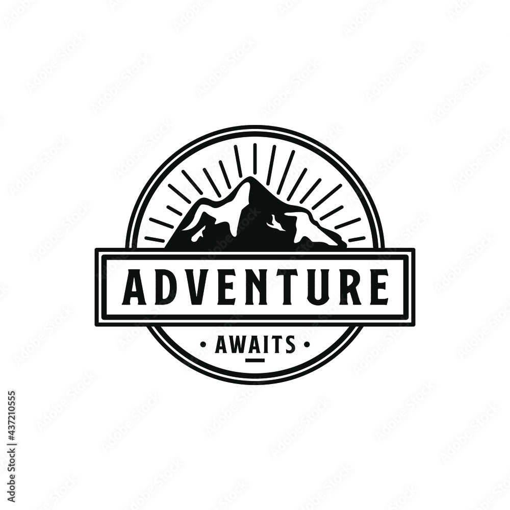 Vintage Mountain Adventure Emblem Logo Design