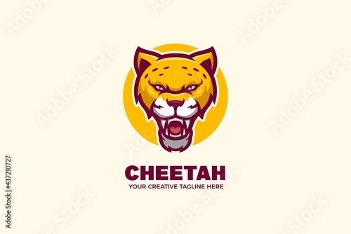 Wild Cheetah Mascot Character Logo Template